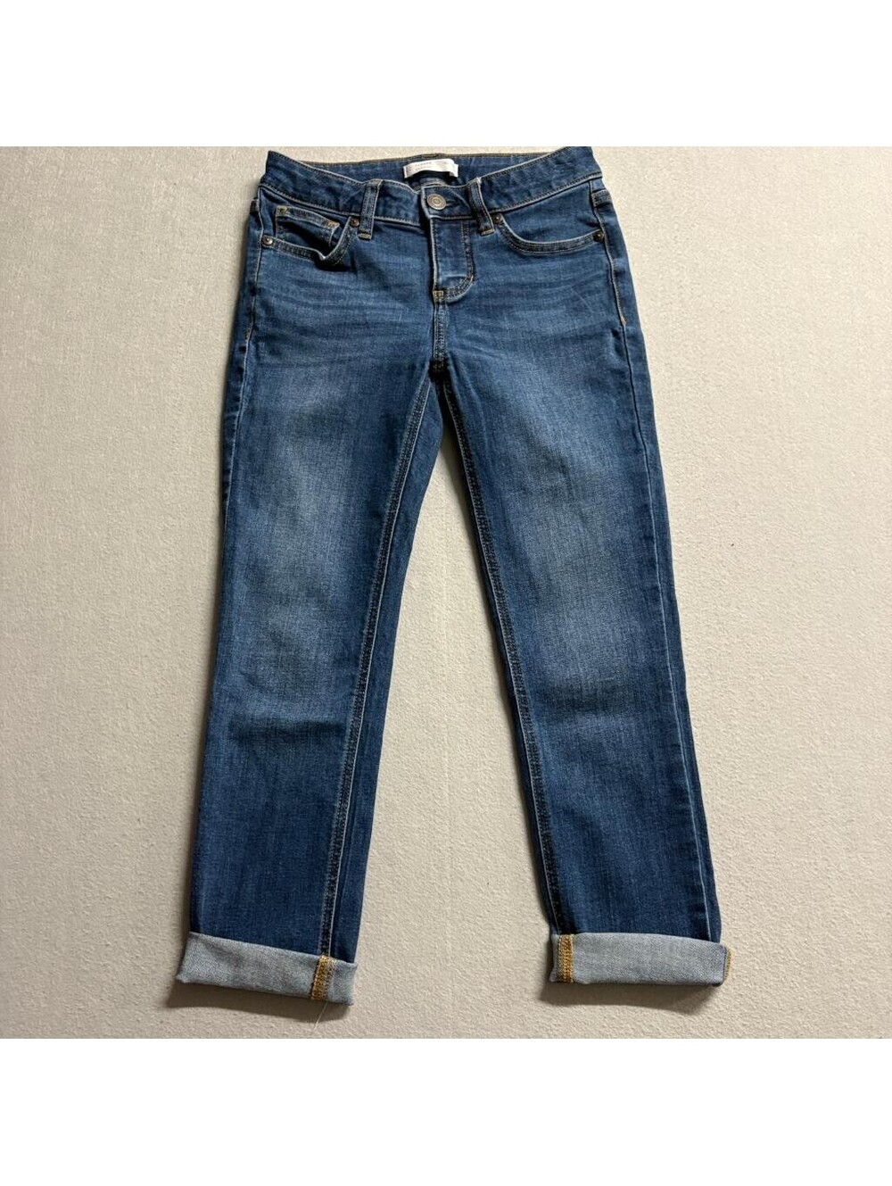 LC Lauren Conrad Girls Skinny Crop Jeans Size 0 Blue Denim Stretch Cuffed